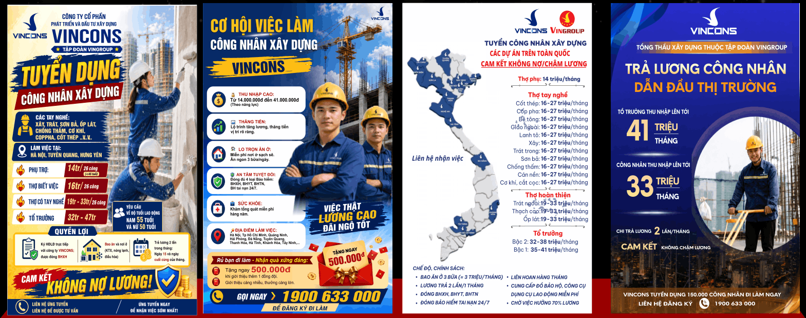 Phướn thả tuyển dụng công ty xây dựng Vincons