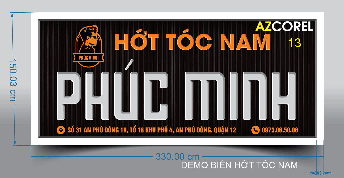 Biển quảng cáo Hớt Tóc Nam Phúc Minh file cdr