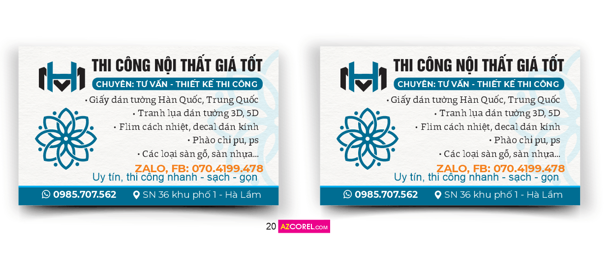 CARD VISIT Thi công nội thất giá tốt file corel