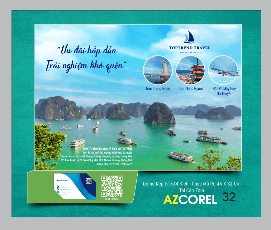 Tờ kẹp file du lịch TOPTREND TRAVEL file cdr