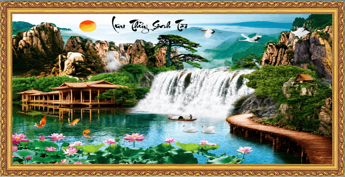 Tranh lưu thủy sinh tài file corel x7