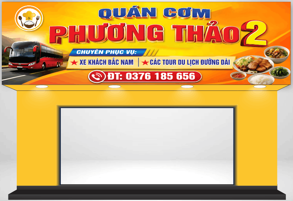 Bảng biển QC quán cơm Phương Thảo 2 file cdr