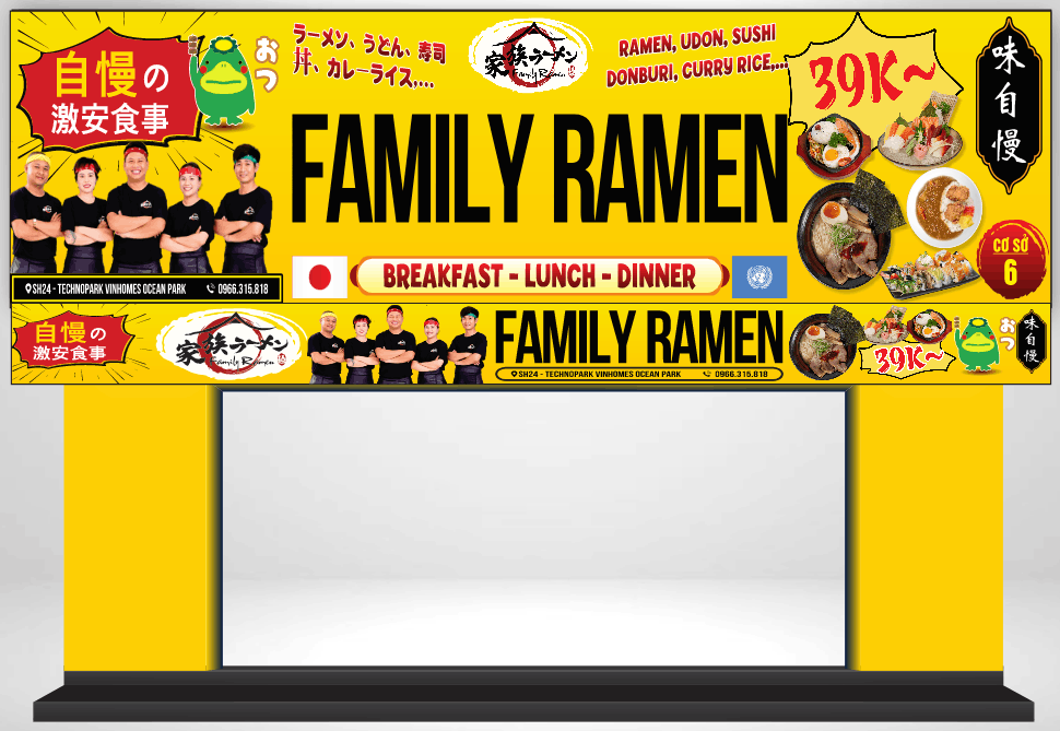 Bảng biển Family ramen breakfast - lunch - dinner
