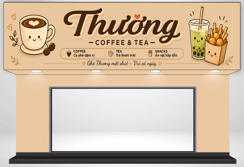 Bảng biển Thương Coffee & Tea file corel