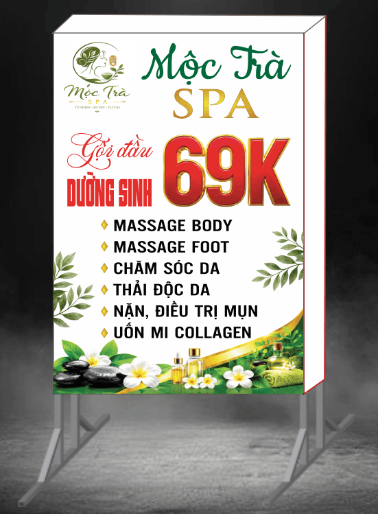 Biển vẫy Mộc Trà Spa gội đầu massage
