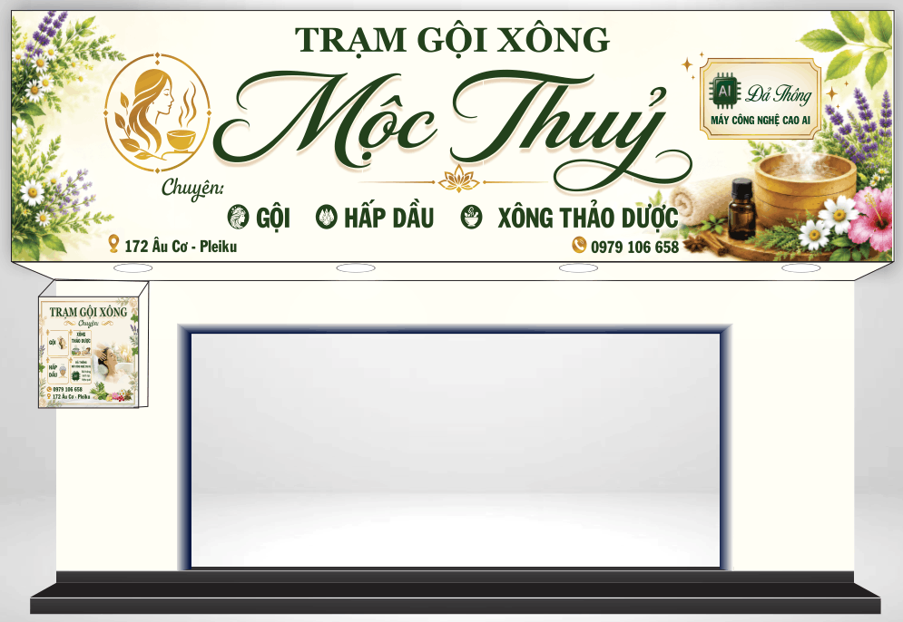 Bảng biển Trạm gội xông Mộc Thủy file corel