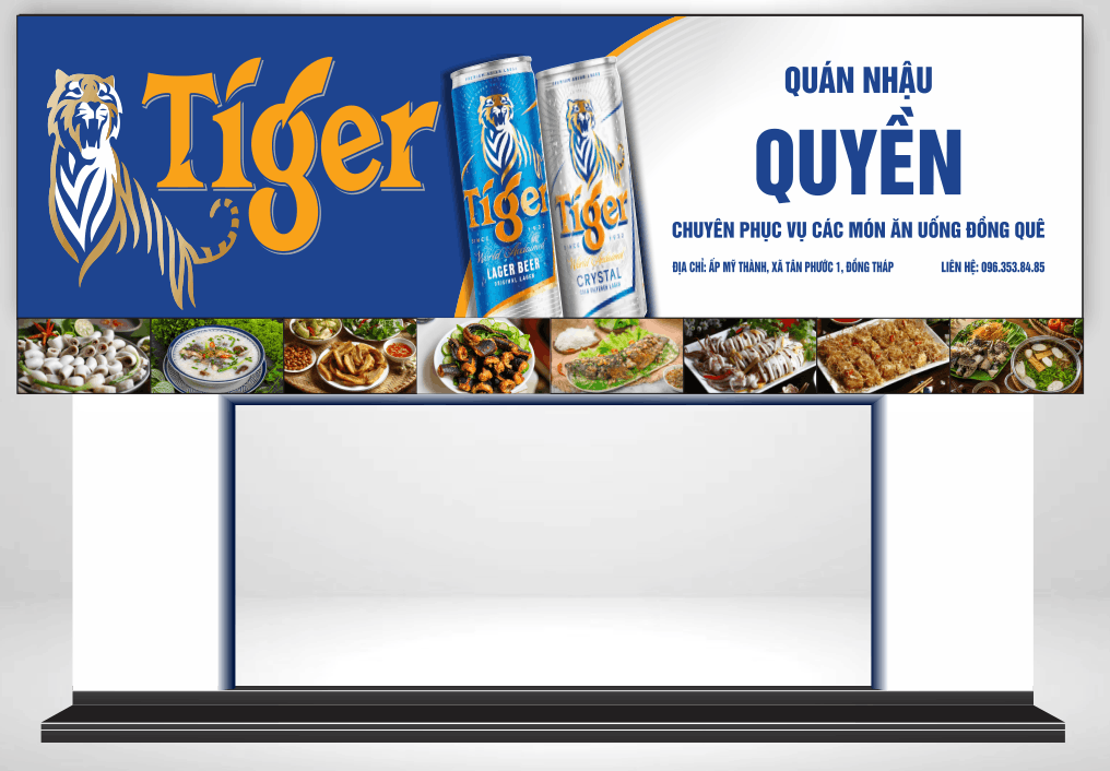 Bảng biển bia tiger quán nhậu Quyền file corel