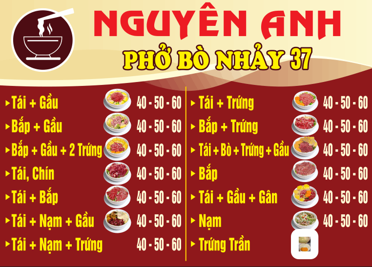 Mẫu biển menu/quảng cáo quán phở bò