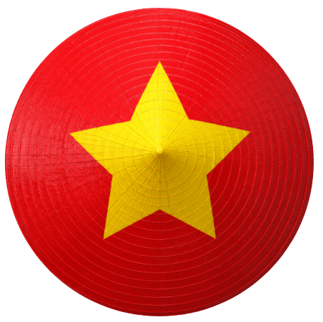 Nón lá được trang trí hình cờ đỏ sao vàng