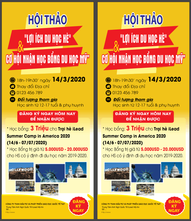 Standee Hội thảo "Lợi ích du học hè" file corel