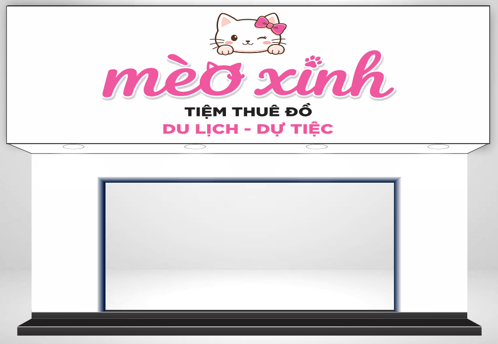 Biển hiệu cửa hàng cho tiệm cho thuê đồ Mèo Xinh