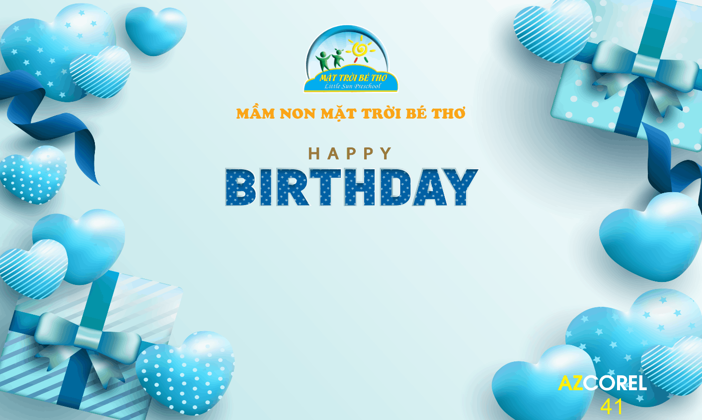 Backdrop sinh nhật Happy Birthday mầm non