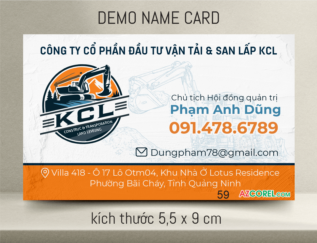 Name Card Công ty CP ĐT vận tải & san lấp KCL