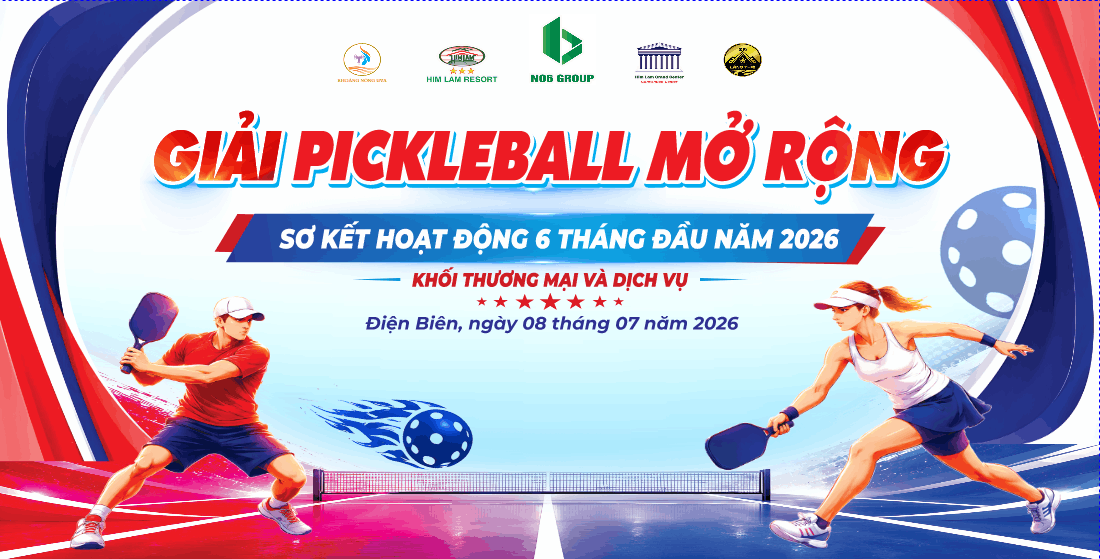 backdrop/banner cho Giải Pickleball mở rộng file cdr