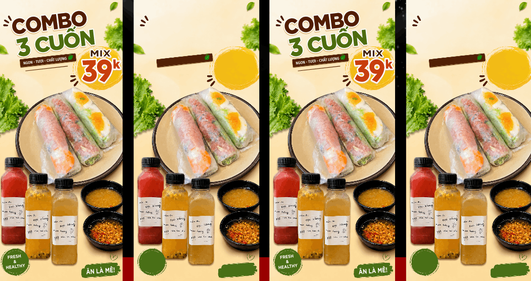 Biển quảng cáo combo món cuốn kèm đồ uống file cdr