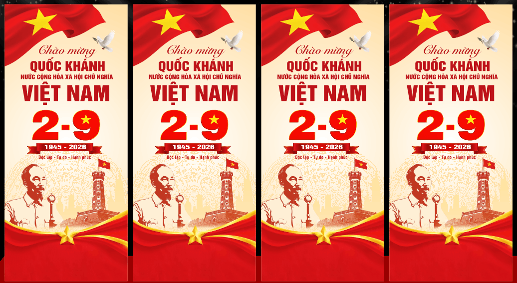 Phướn dọc tuyên truyền chào mừng 2/9 năm 2026