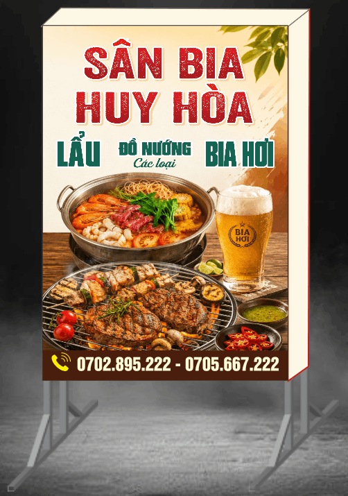 Biển đứng quảng cáo cho “Sân bia Huy Hòa”