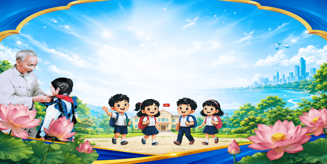Background chủ đề giáo dục – thiếu nhi đến trường
