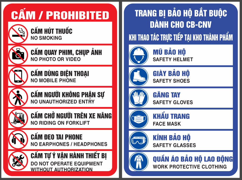 Biển nội quy ATLĐ song ngữ Việt – Anh file cdr