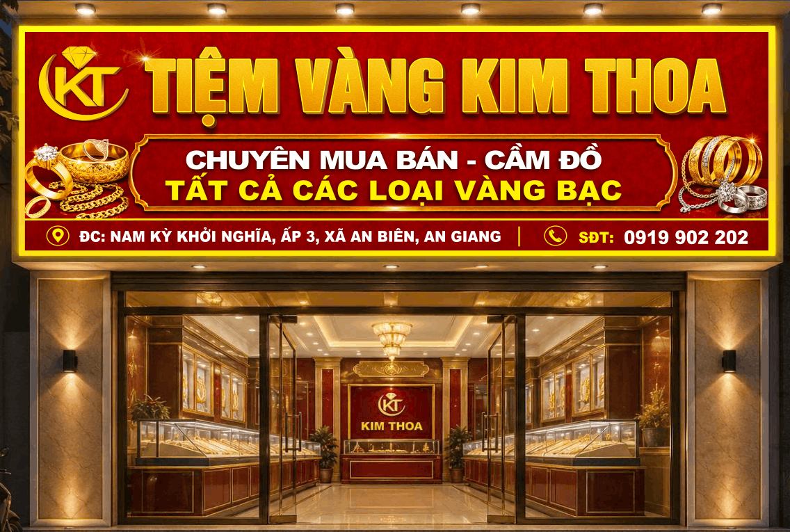 Biển quảng cáo Tiệm Vàng Kim Thoa file corel x7