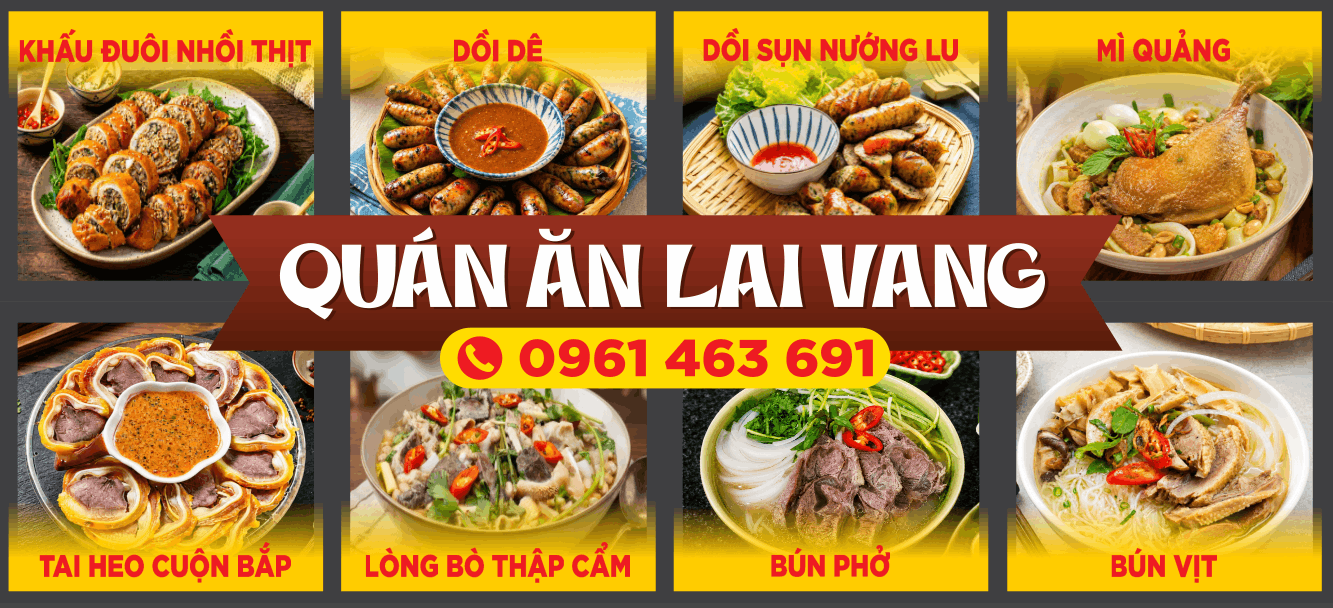 Bảng menu món ăn cho “Quán Ăn Lai Vang”