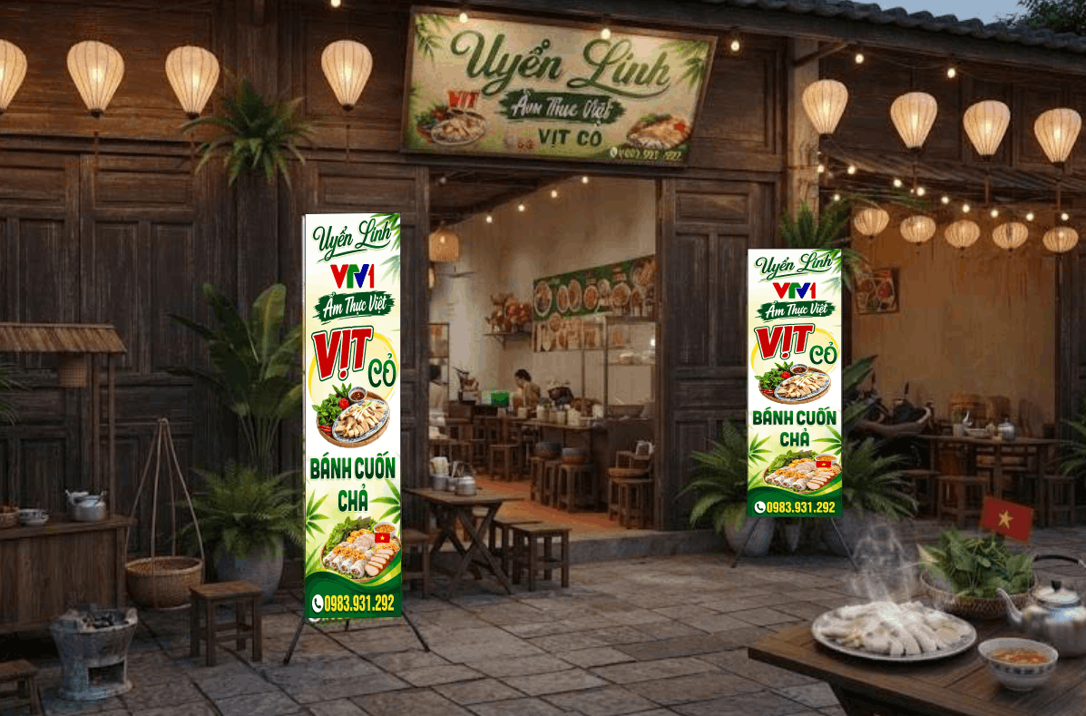 Biển QC quán ăn “Uyên Linh – Ẩm Thực Việt”