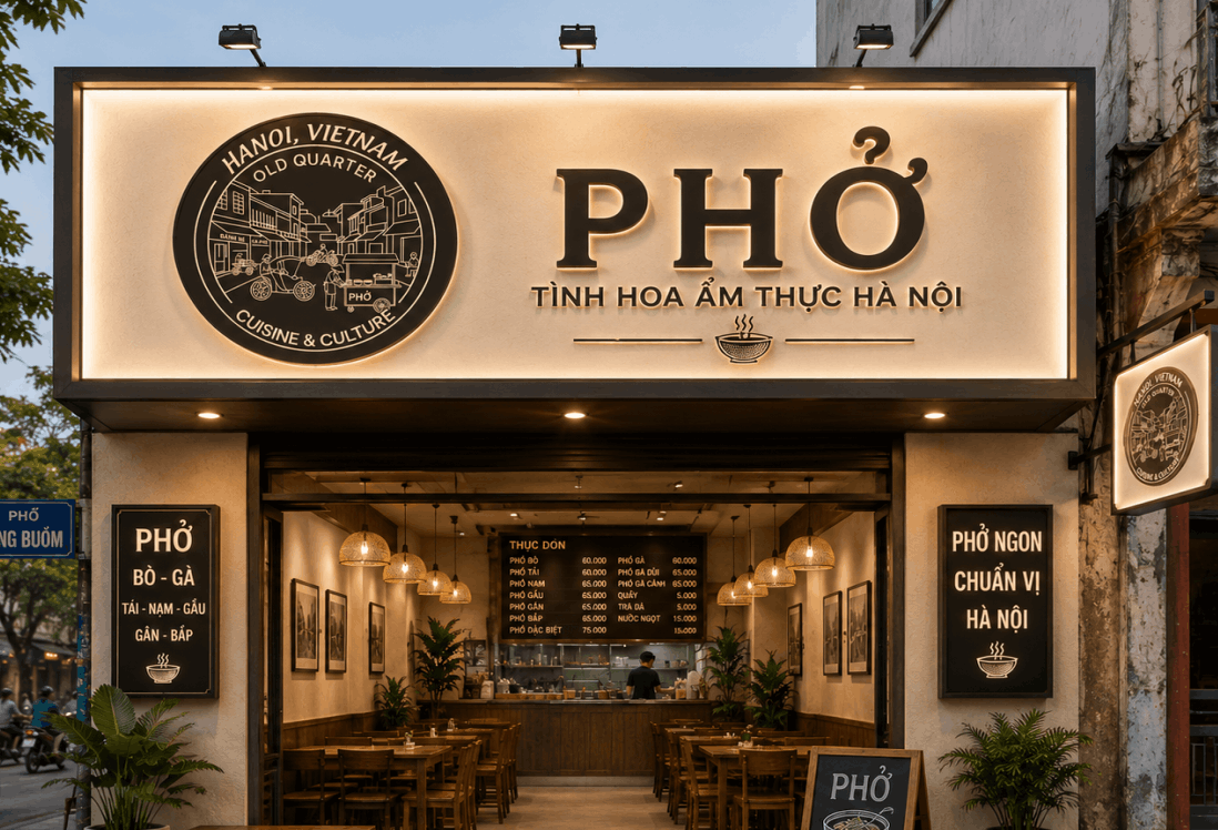 Logo huy hiệu tròn về Phố cổ Hà Nội