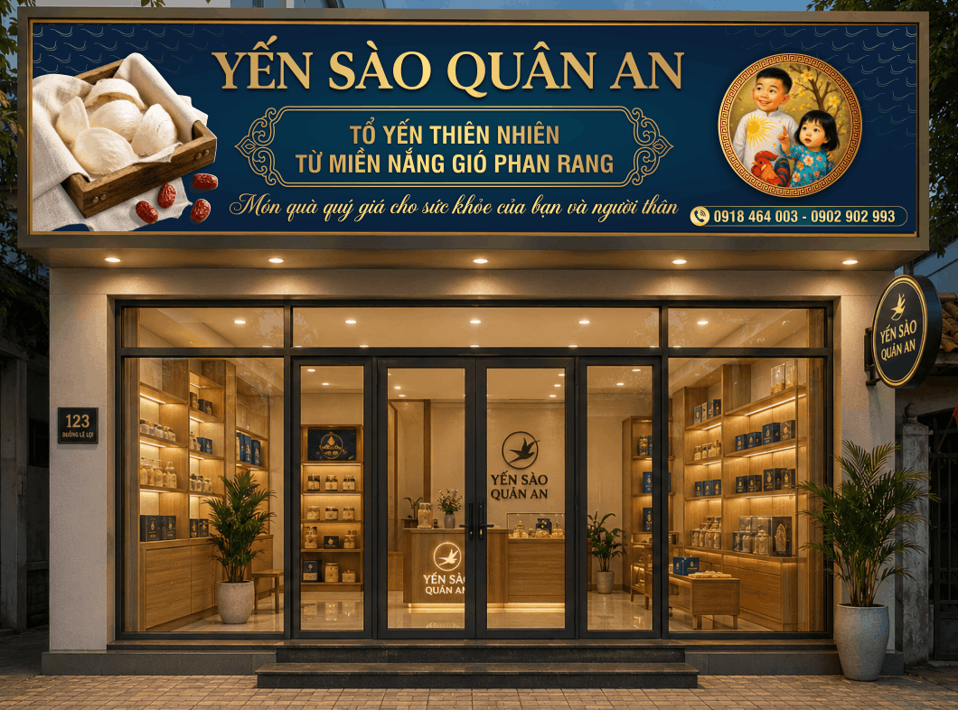 Bảng biển quảng cáo Yến sào Quân An file cdr