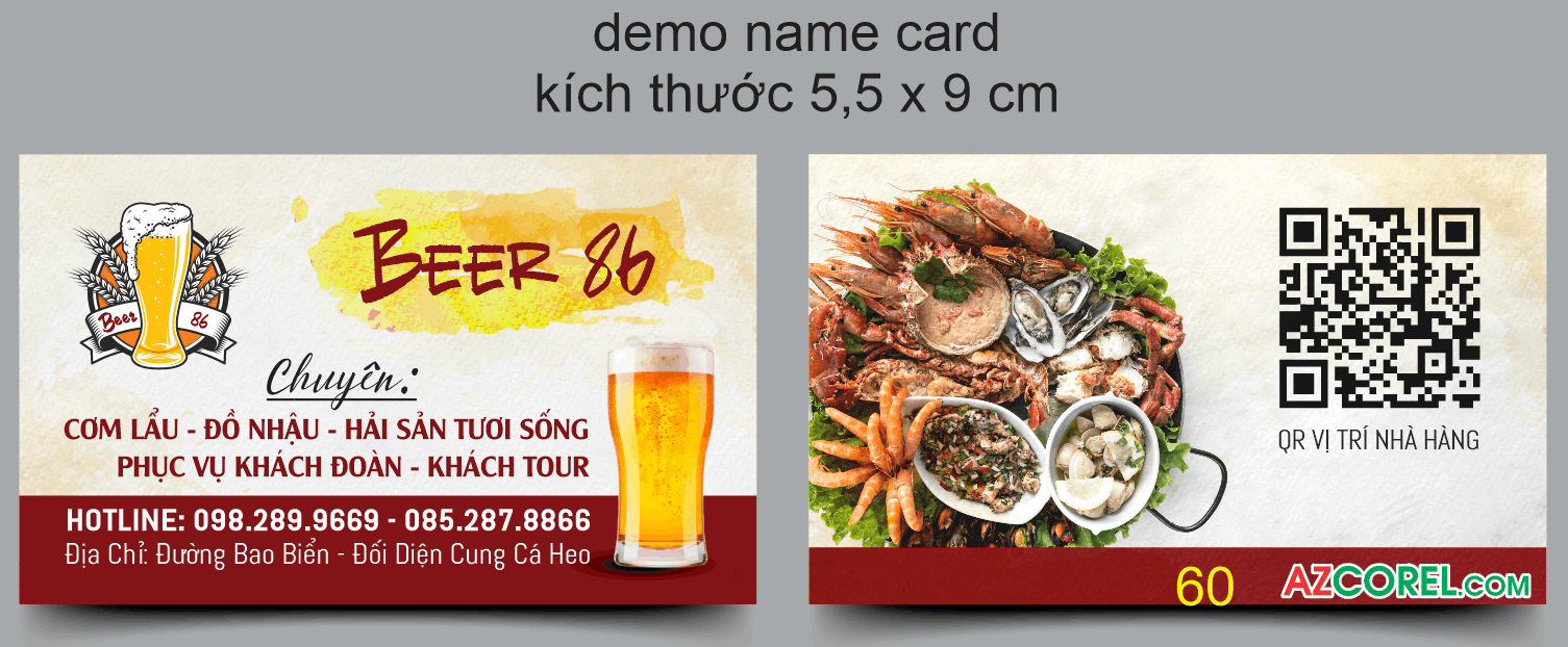 Name Card nhà hàng Beer 86 đồ nhậu