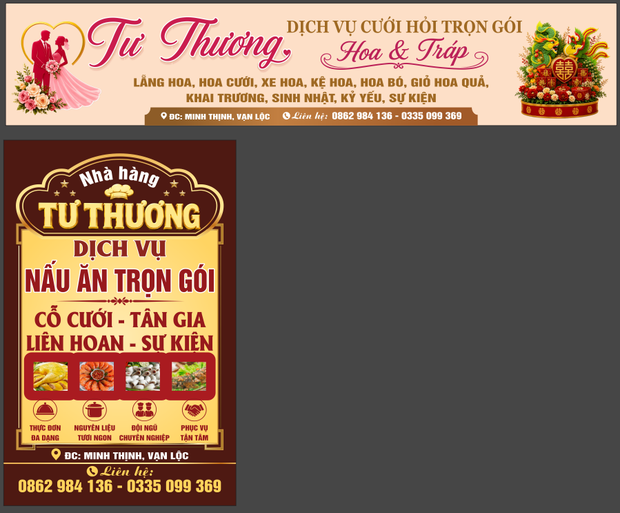 Biển QC cưới hỏi trọn gói Tư Thương file corel