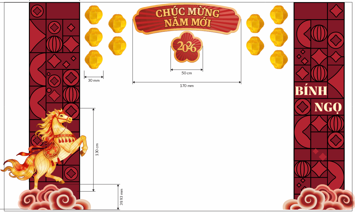Cổng Chúc Mừng Năm Mới 2026 Bính Ngọ file cdr
