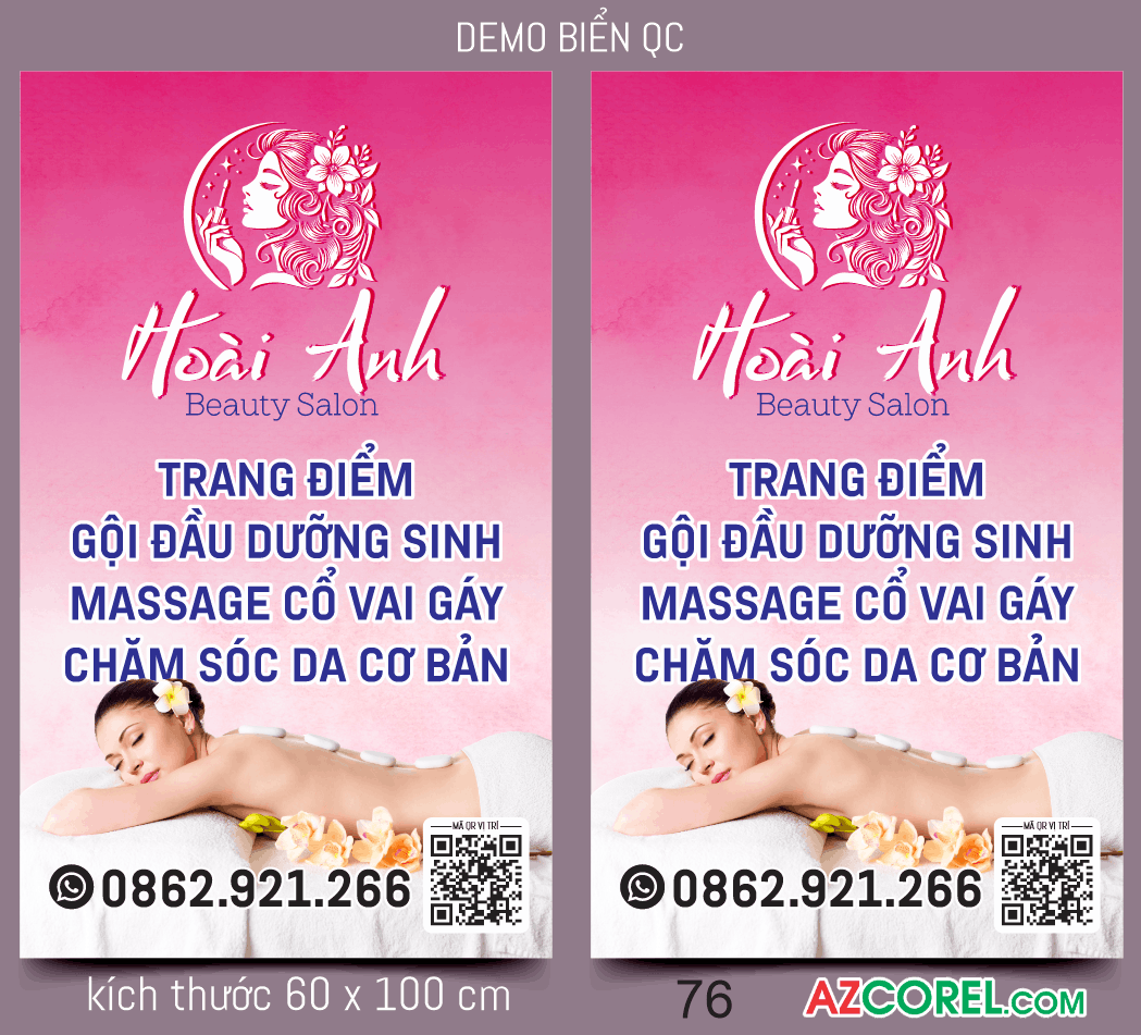 Biển quảng cáo Beauty Salon Hoài Anh file Corel