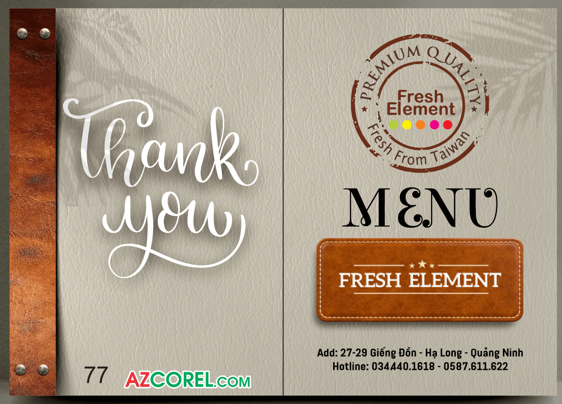 File thiết kế Menu FRESH ELEMENT file Corel