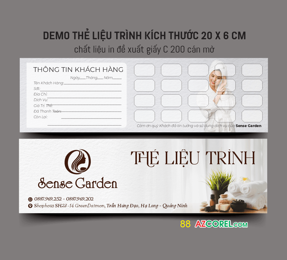 Thẻ Liệu trình Spa - dịch vụ làm đẹp file corel