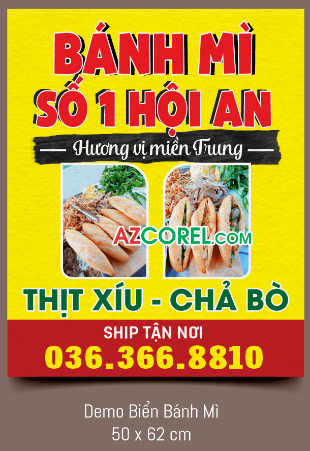 Biển quảng cáo Bánh mì số một Hội An file Corel