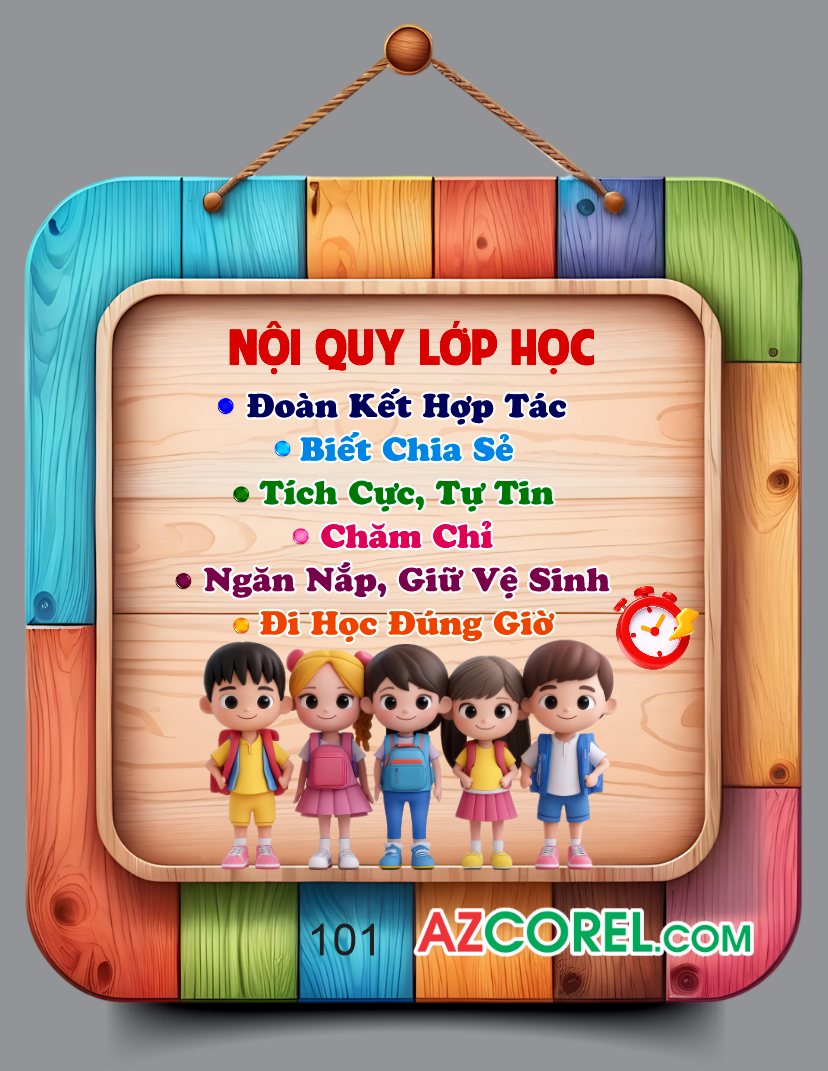 Mẫu thiết kế bảng Nội Quy Lớp Học 2026 file cdr