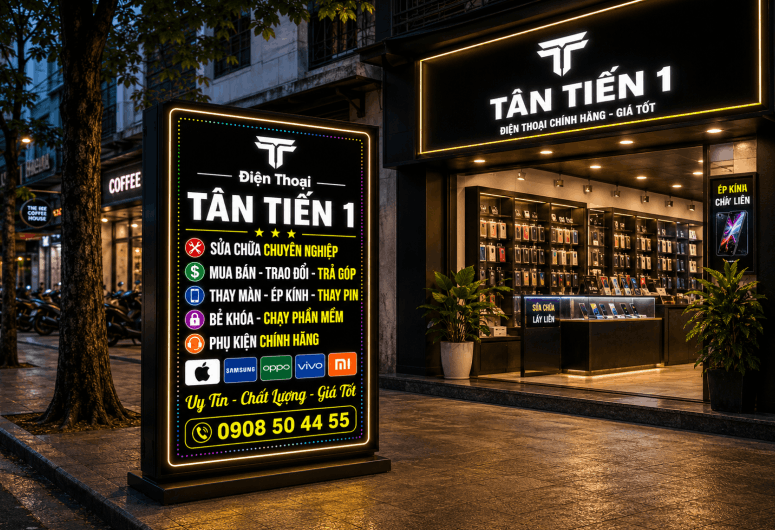 Biển quảng cáo cửa hàng điện thoại TÂN TIẾN 1