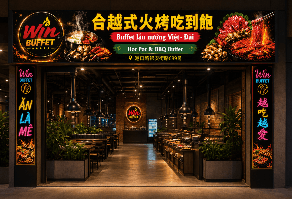 Biển quảng cáo buffet lẩu nướng Việt - Đài file cdr