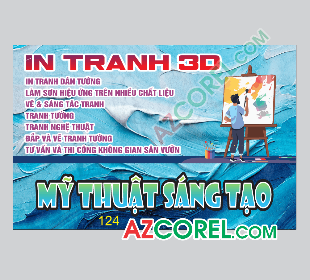 Biển QC In tranh 3D file thiết kế Corel