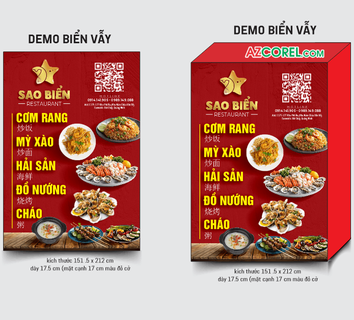 biển vẫy nhà hàng hải sản Restaurant corel x7