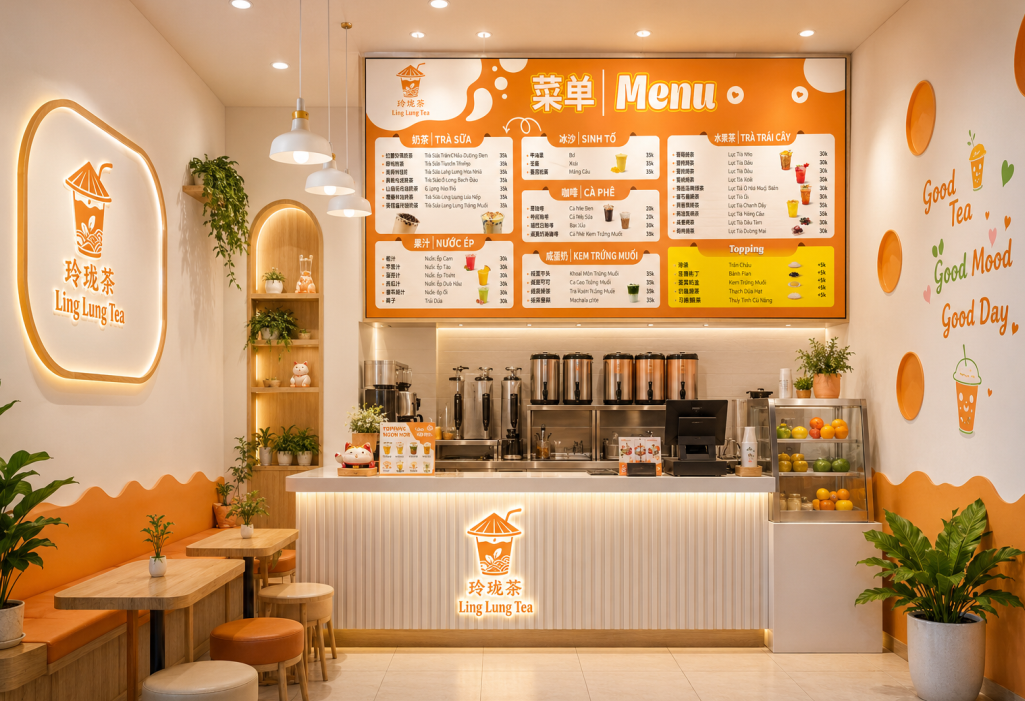 Menu đồ uống song ngữ Trung – Việt file cdr