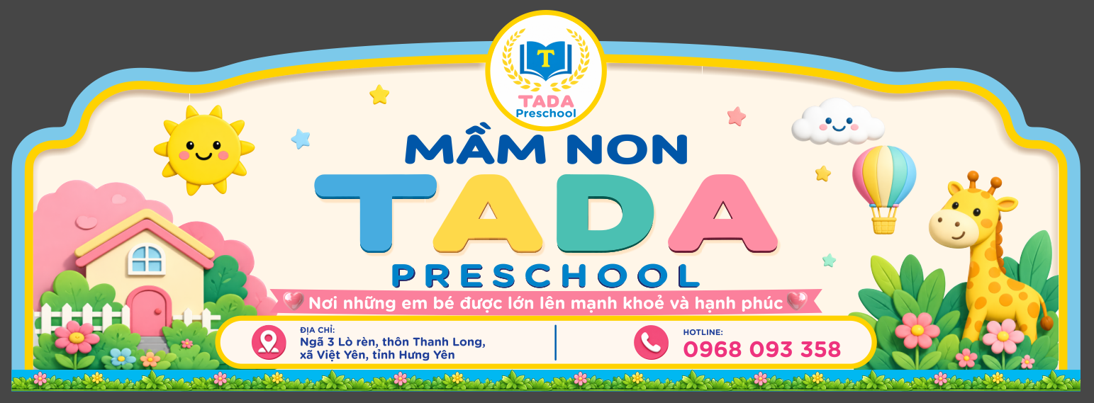 Biển hiệu trường Mầm non TADA Preschool file corel