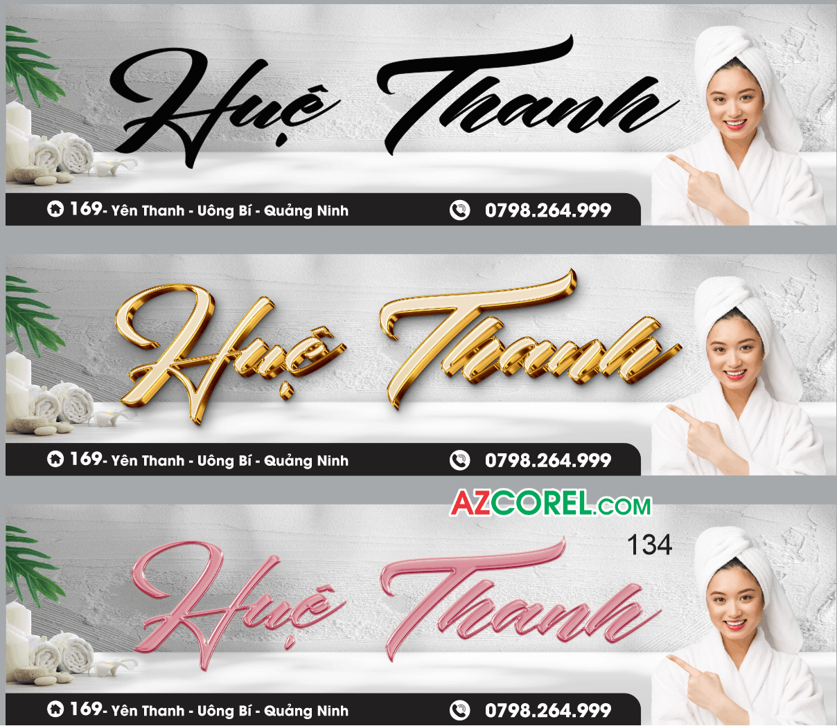 Bảng biển Spa beauty Huệ Thanh file corel
