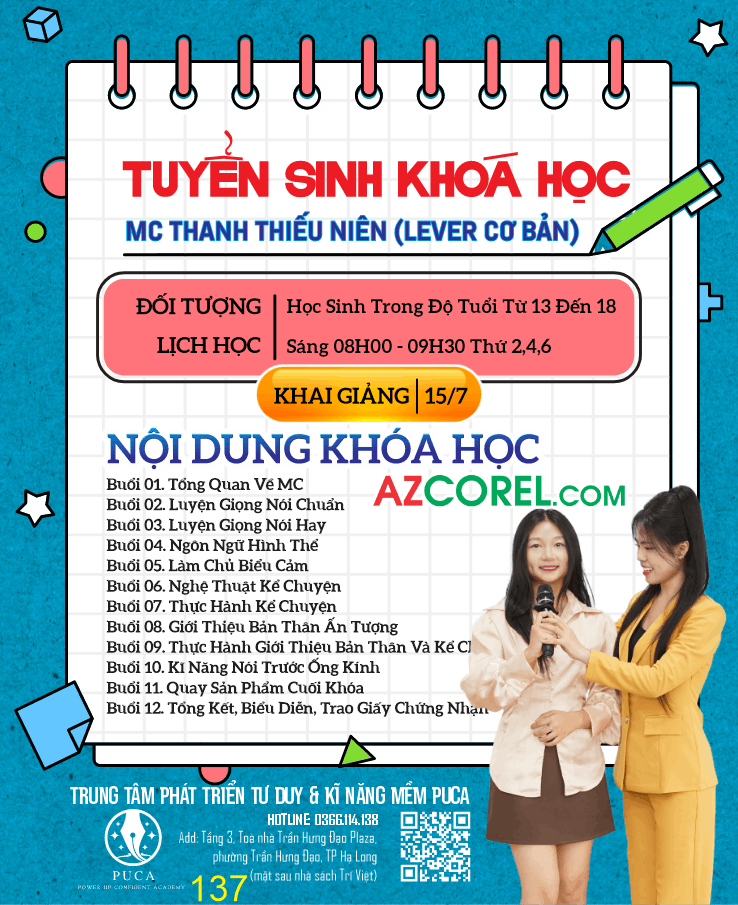 Poster Tuyển sinh khóa học MC Thanh thiếu niên