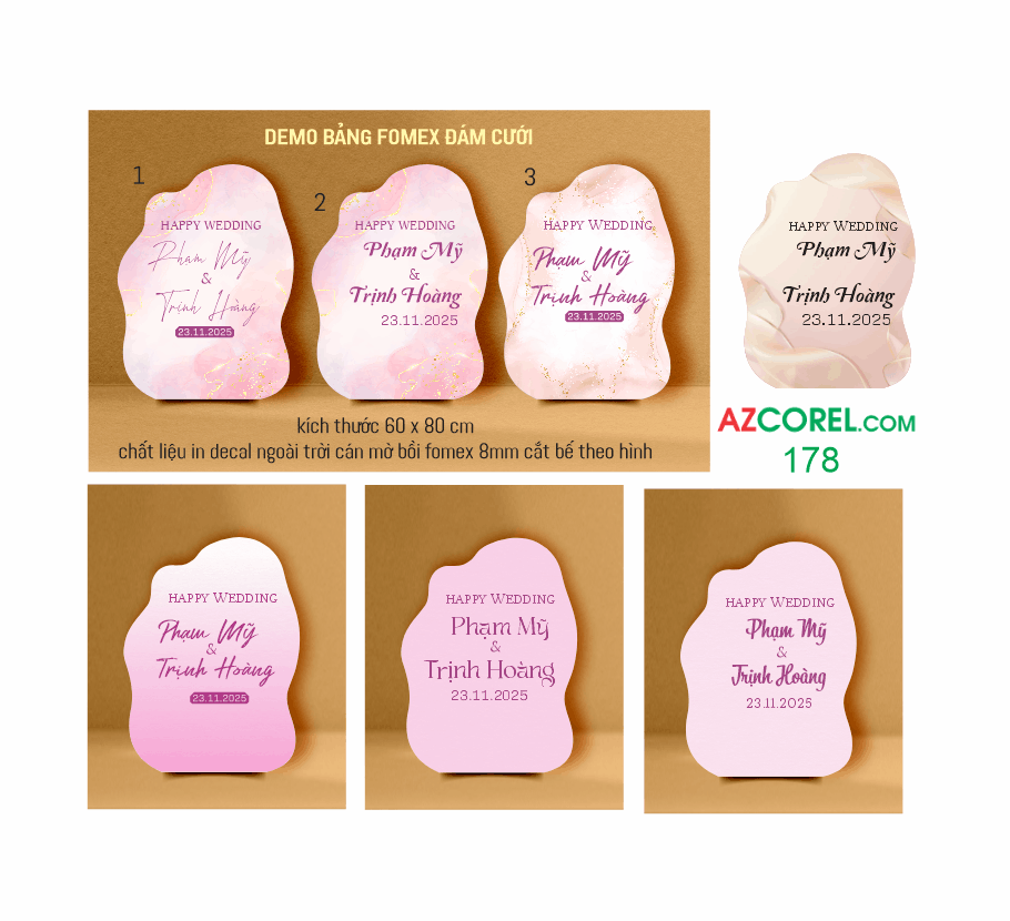 Bảng formex tên đám cưới Happy Wedding