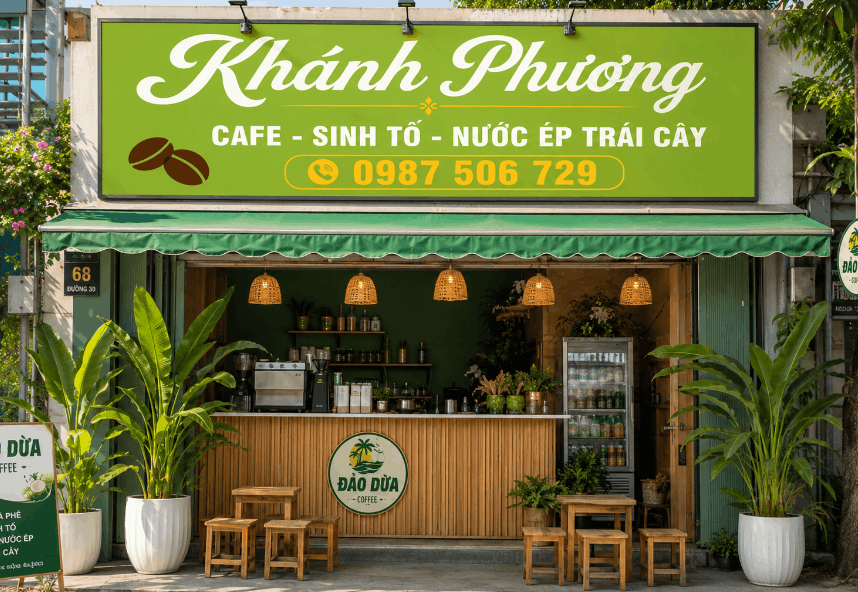 Biển quảng cáo quán cà phê - sinh tố - nước ép