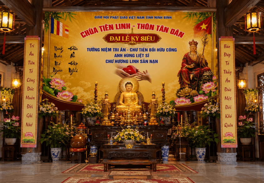 Phông nền Đại lễ Kỳ siêu của Chùa Tiên Linh