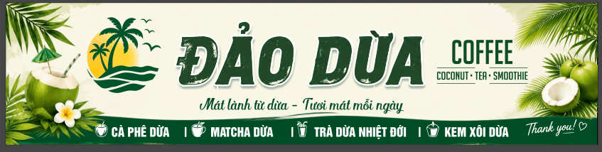 Biển quảng cáo quán “ĐẢO DỪA COFFEE” cdr