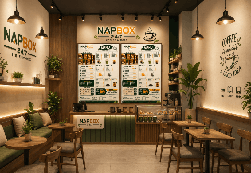Mẫu menu đồ uống Coffee Napbox file corel