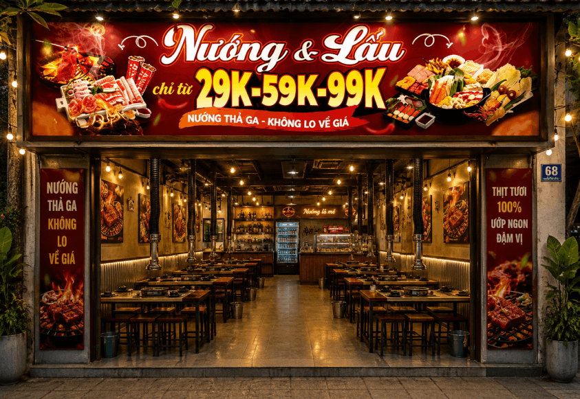 Biển bảng quảng cáo Nướng & Lẩu file corel